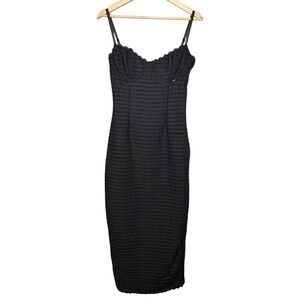 Camila Coelho Textured Bodycon Midi Dress Black S Cocktail Party Feminine
